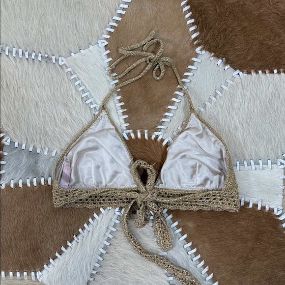 Victoria’s Secret gold crochet bikini top medium - Picture 4 of 4